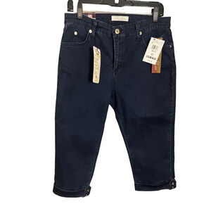 Nwt womens size 12 blue shorts by true slim zipper fly pockets belted waist